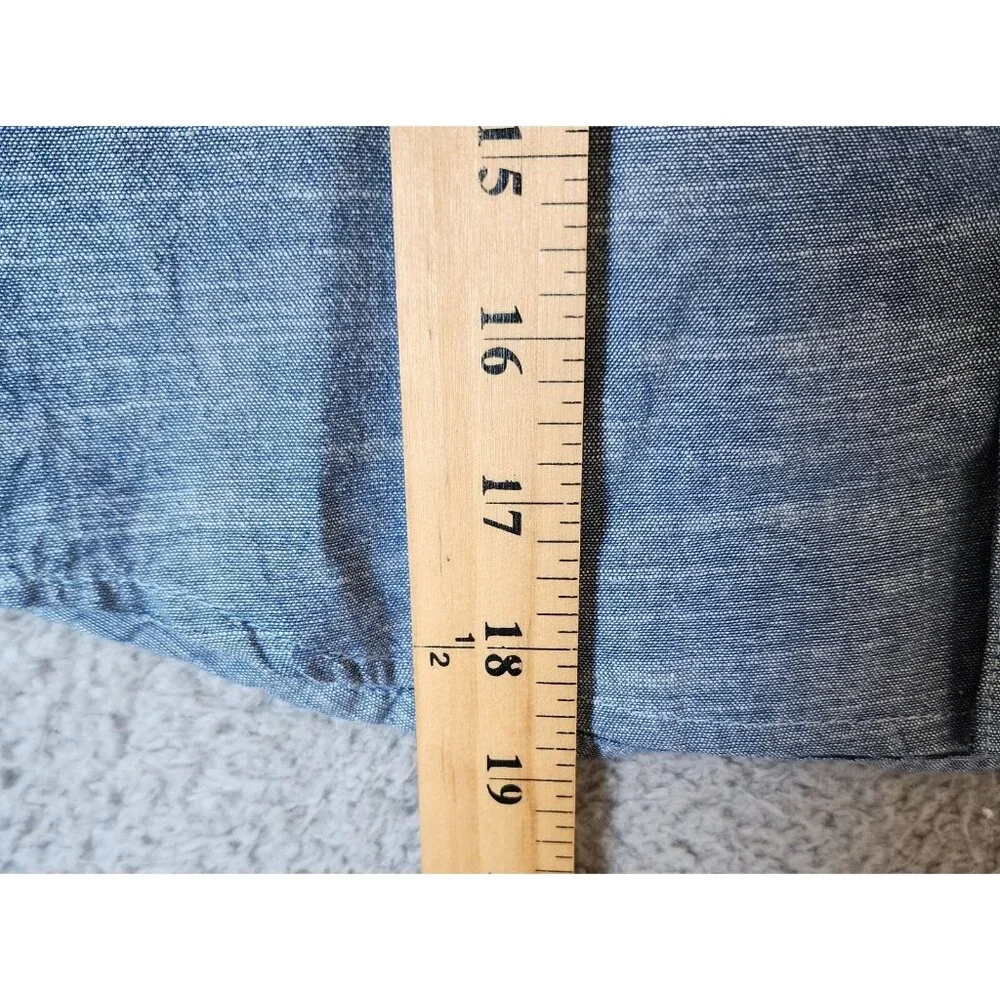 NEW LEVI'S Blue Heather Logo Short Sleeve Button Up‎ Shirt Youth Size 7R Cotton